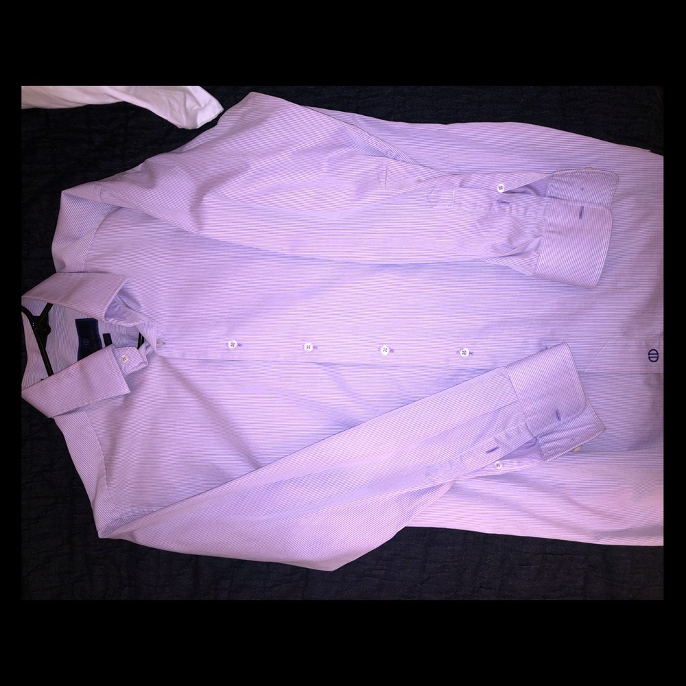 David Donahue Light Purple Striped Dress Shirt